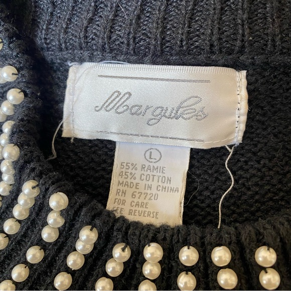 Vintage 80s oversized Margules Black pearl bead embellished tunic sweater large - Picture 11 of 12